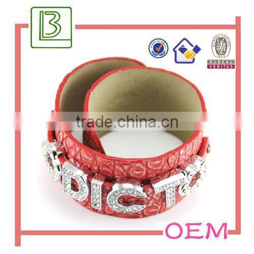metal letter leather wrist bracelet