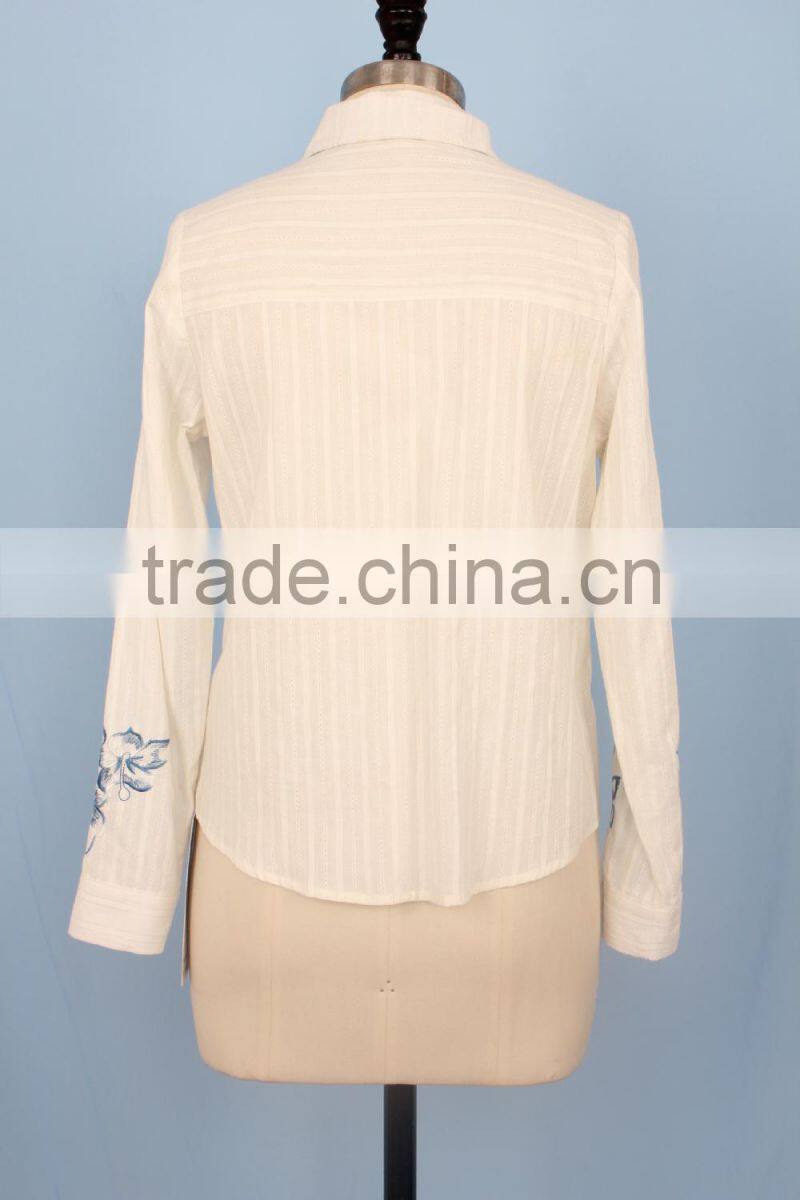 2016 women long sleeve flower embrordered t shirts