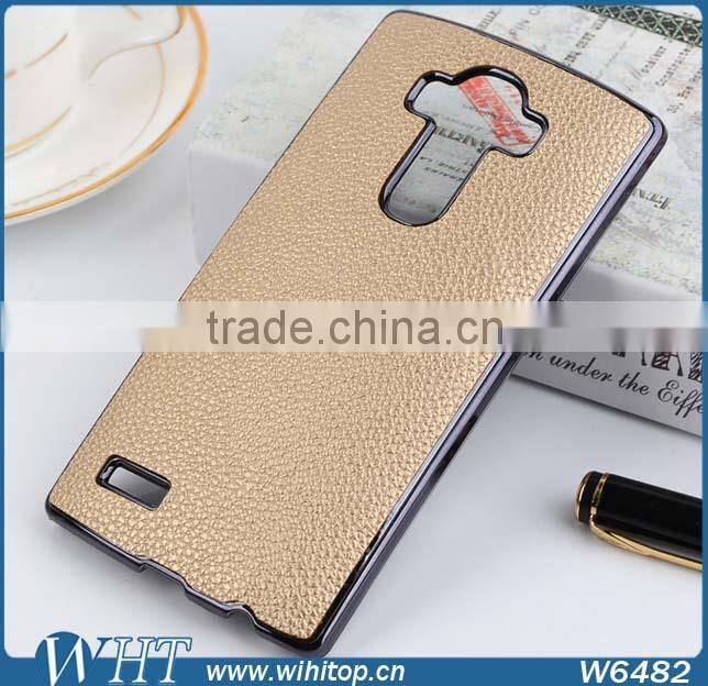New Product Chrome Gold Side PC Leather Coated Cell Phone Case for LG G4