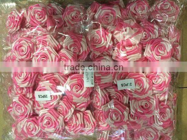 pink pure handmade ribbon roses