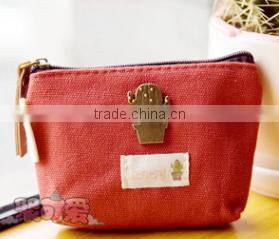 Korean retrostyle canvas coin bag/coin purse with metal decorate