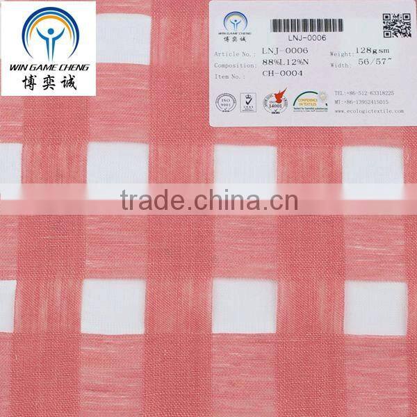 linen and nylon yarn dyed fabric