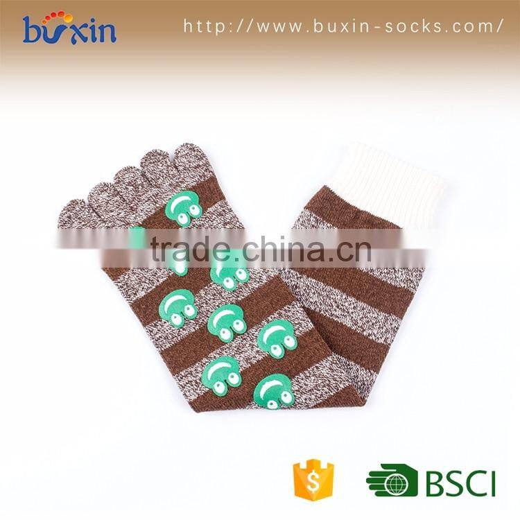 BX-Y-001 non slip trampoline yoga pilates lady sock for adults five toe grip slipper rubber sole socks