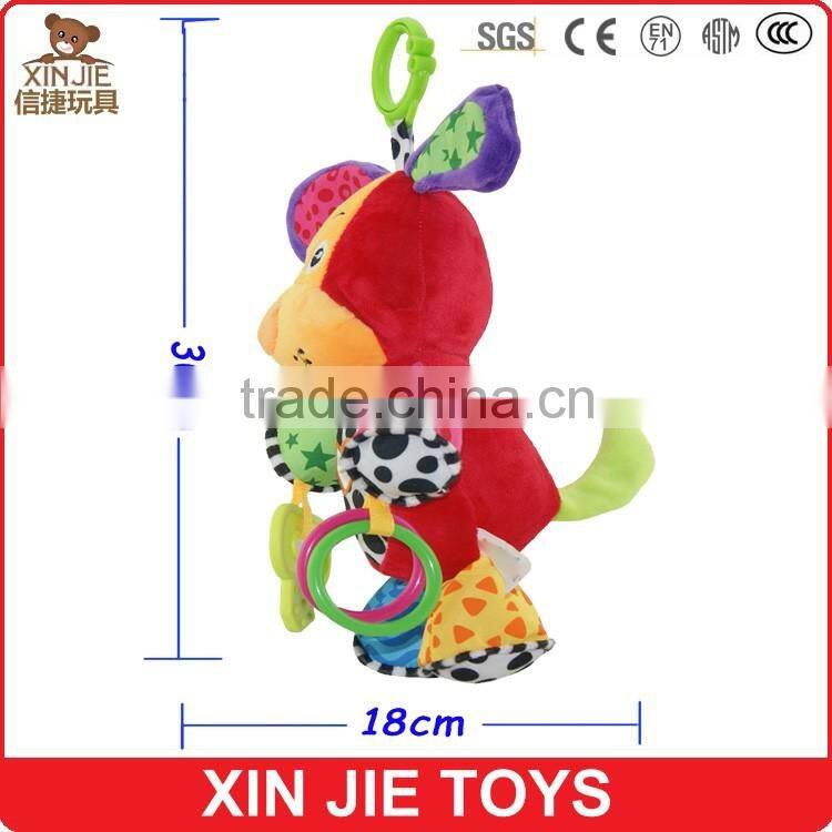 squeaky soft dog toy for baby squeeze musical dog hanging plush baby toy