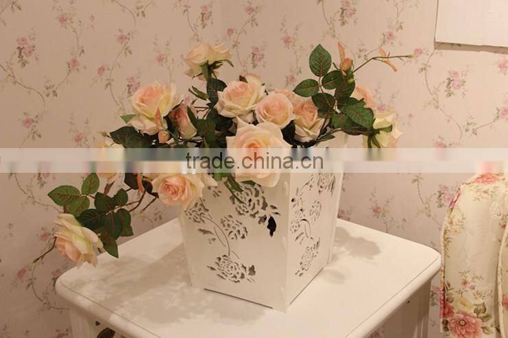 Decorative cheap laser cut DIY flower pot with elegant flower pattern