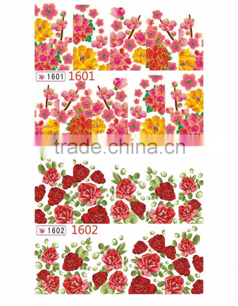 1X Water Stickers Nail Decals Stickers Water Transfers Decal Full Page Cover 12 Flower Designs