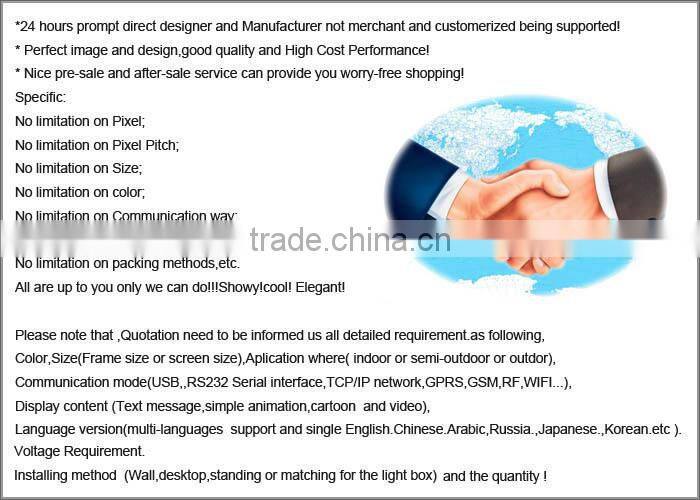 16X64 pixel led high clear SMD scrolling text multi-languages programmable led sign