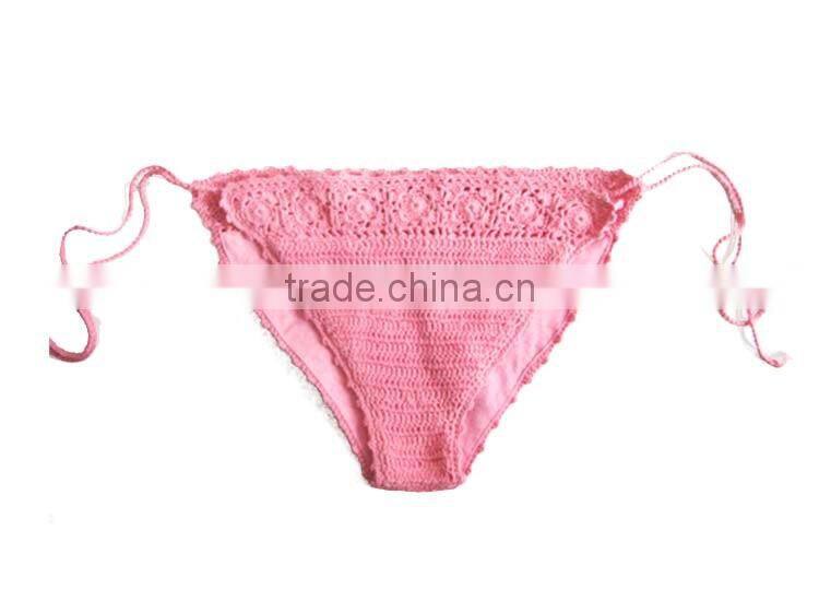 2016 Slimming Sweet pink bikini Customized fashion knit bikini for girl