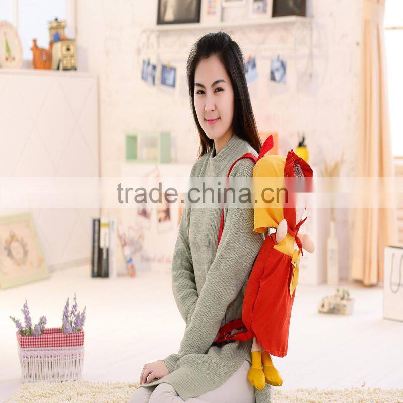 55cm beautiful customized beige stuffed plush Phil doll backpack with color-assorted windbreak& hood