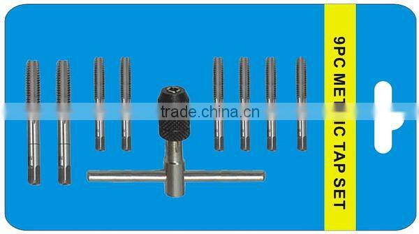 9 pcs threading tap set with t handle tap wrench