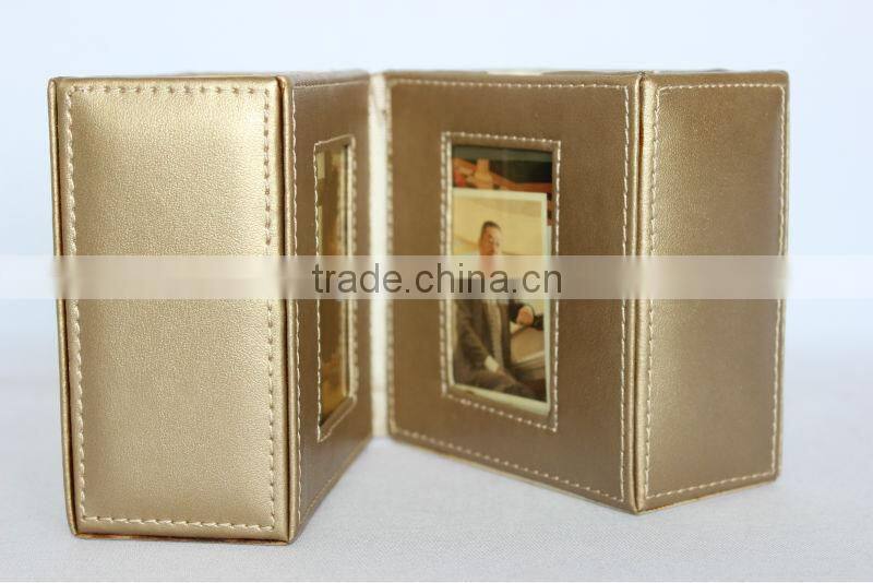 Leather foldable pen holder with photo