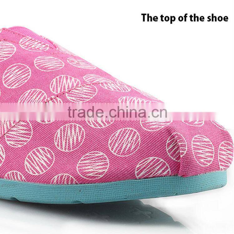 comfort and breathable sneaker slip on rubber sole lady canvas shoes