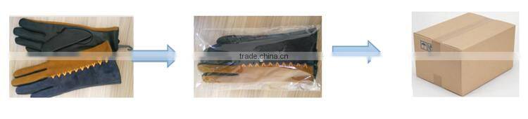 Factory Wholesale Ladies Black Wool Gloves with Fake Fur Cuff