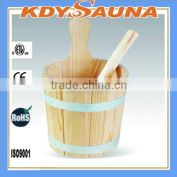 sauna spoon and wooden sauna bucket
