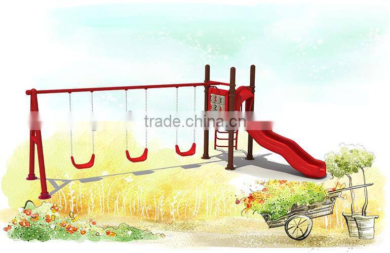 Children 4-Seat Swing Chair Metal Garden Cushions