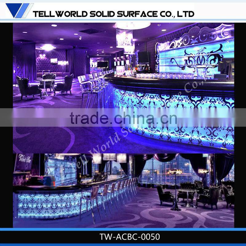 Nightclub Bar Counter,Led Counter, L-Shape led light reception desktop Designs