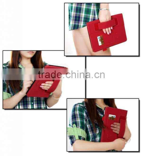 For iPad Mini 3 Cases with hand strap,card slot leather case for ipad mini 3 custom available