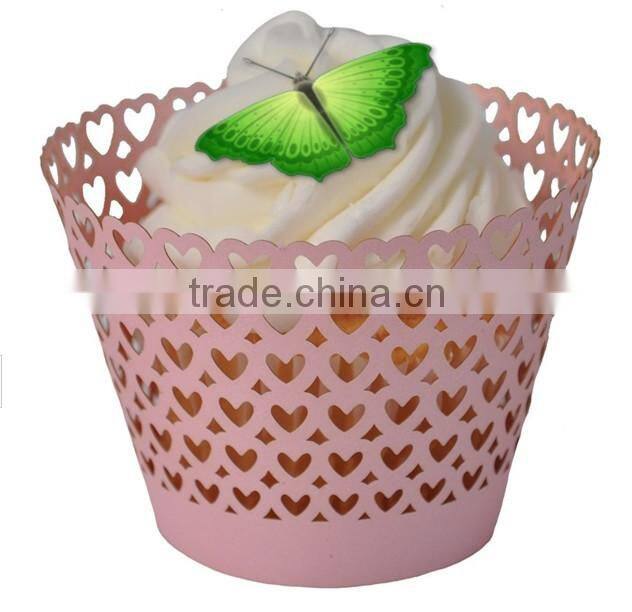 Yellow Filigree Heart Laser Cut Wedding & Party Cupcake Wrappers
