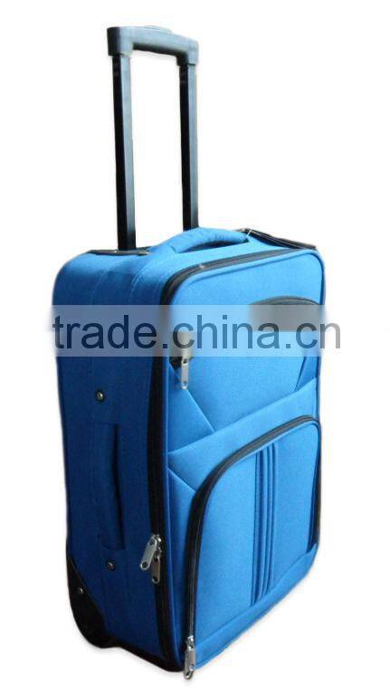 2014 china factory cheap good quality 600D polyester EVA upright wheeled 20'' cabin size carry on travel luggage with trolley