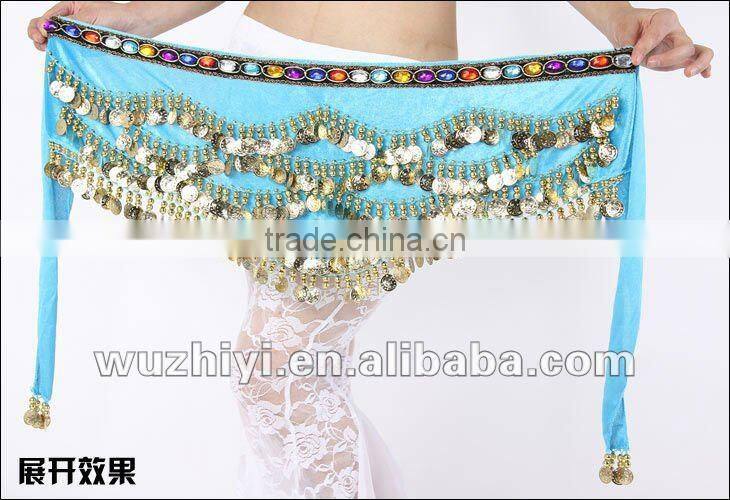 Beaded golden coin velvet belly dance hip belts YL063