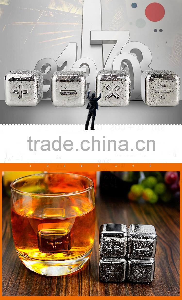 Brand new design reusable stainless steel ice cube, ice whiskey stone, with notation logo