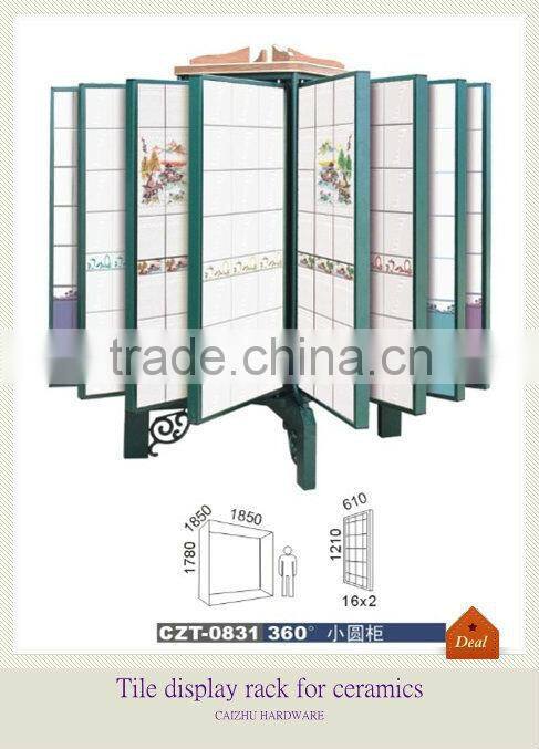 Double side turn page tile round display stand