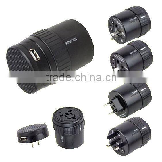 Multi purpose international universal travel adapter plug with USA/Australia/Europe/UK worldwide plugs with usb