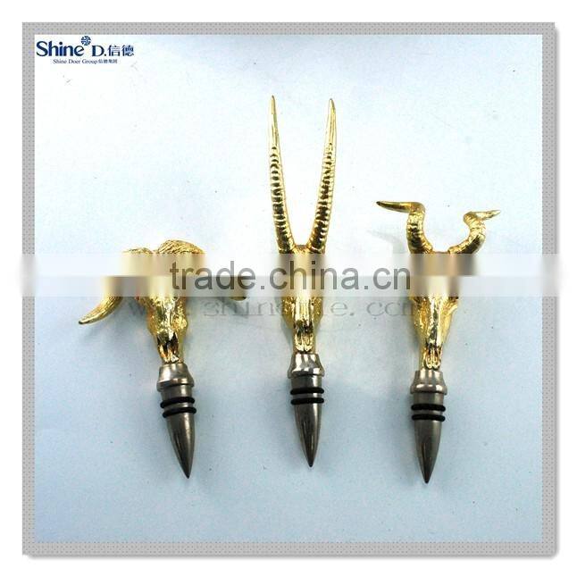 silver foil lighted seahorse bottle stopper/octopus wine bottle stopper with wooden cork make you own wine bottle stopper