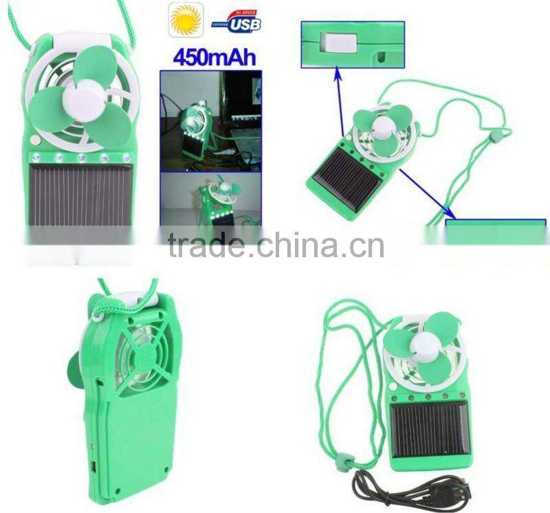 2015 hottest led light solar camping fans with moble charger function