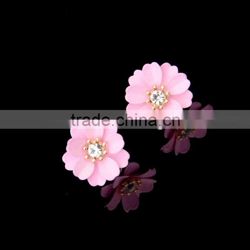 Sweetheart Big Faux Flower Earrings Anti Allergic Stud Earring For Women