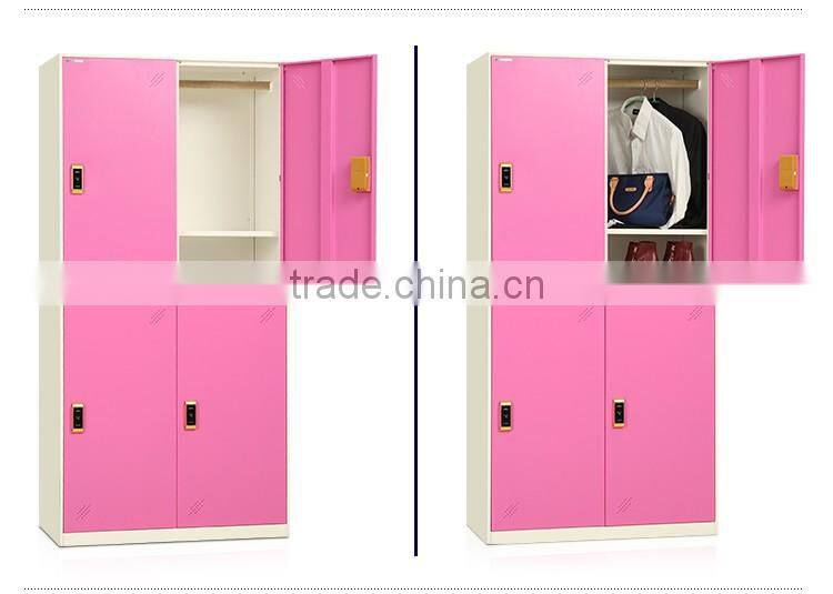 4-door employee steel locker stainless metal office locker furniture kd structure clothes locker with electronic lock