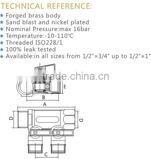 ART.5020 Brass forging floor heating manifold impoter in China and thread material and high pressure and CE cetificate for water