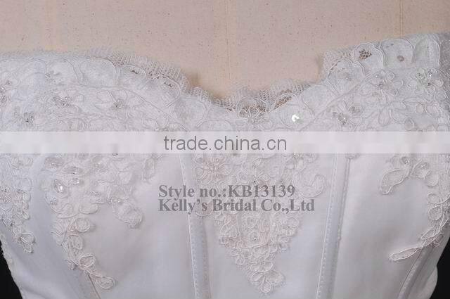 Appliqued lace with layered ruffle organza alibaba wedding dress