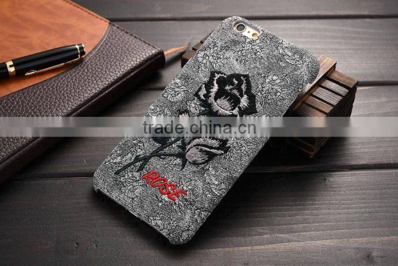 New Arrival Fashion Embroidery Rose Hard Cover Case for iPhone6 6s 6Plus 6sPlus Samsung Galass S6Edge Plus Cover