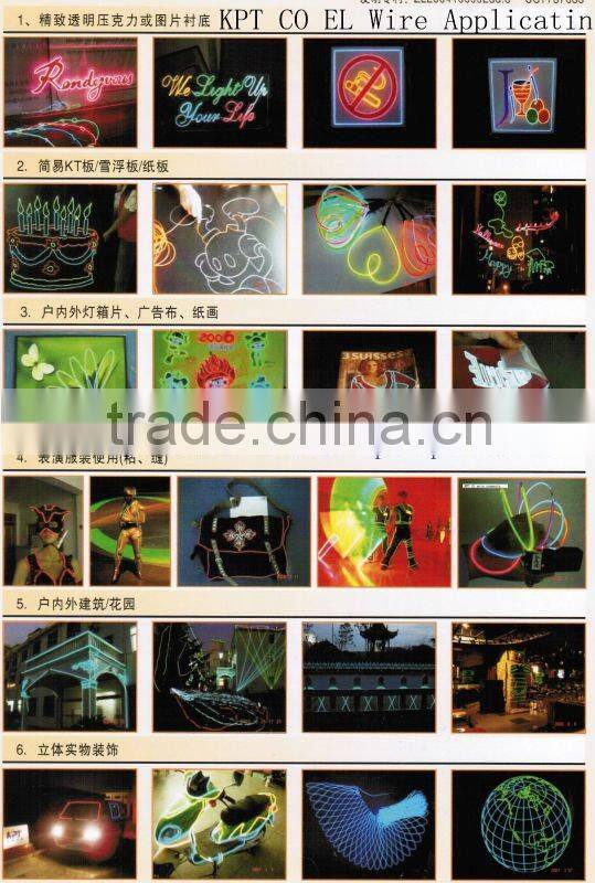 Waterproof multi color Welted el wire to make animated suits hoodies,shoelace,cap,shirt,hat,costume