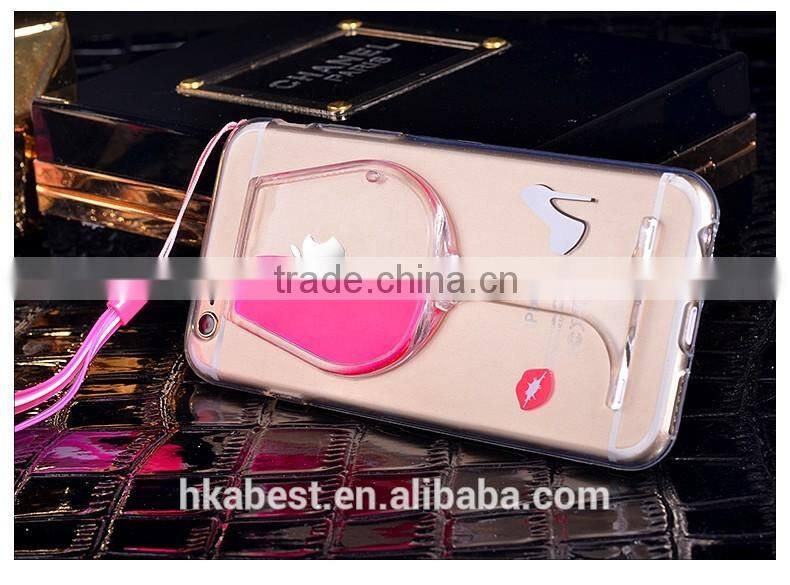 3D liquid wine glass with stand phone case for iphone