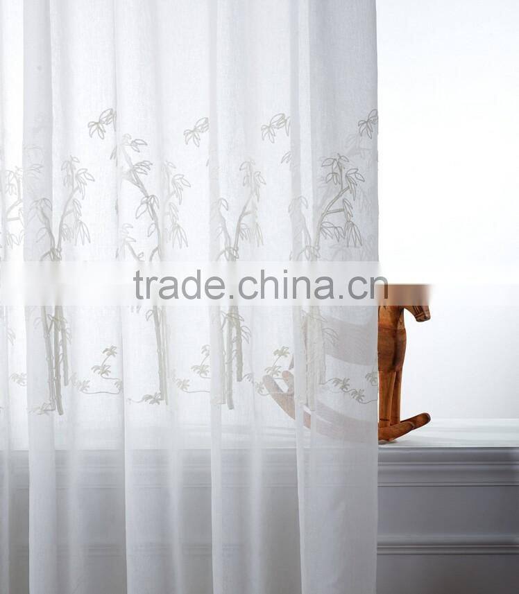 Chinese style 100% polyester embroidered with bamboo sheer fabric