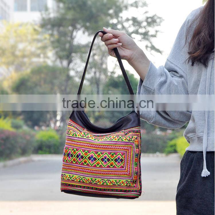 Hot selling tote bag embroidery tote bag fashion women leather shoulder bag