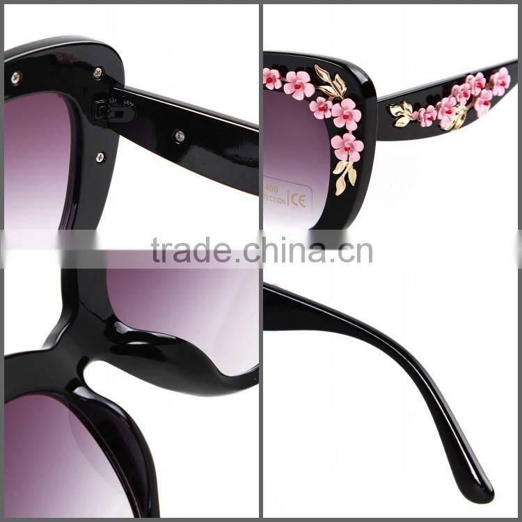 Flower Embossed Style Eyes Women Cat Eye Sunglasses