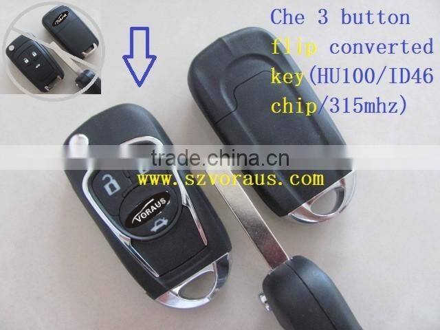 High quality Che 3 button flip converted key(HU100/ID46 chip/315mhz)