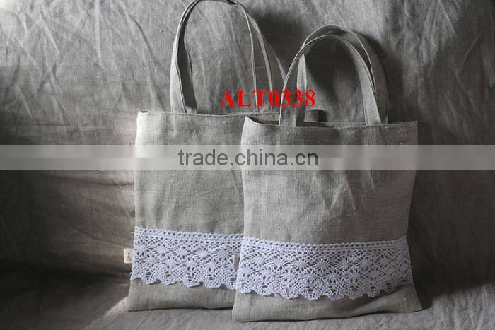 handmade cotton fabric bags foldable handbags lace shopping bags