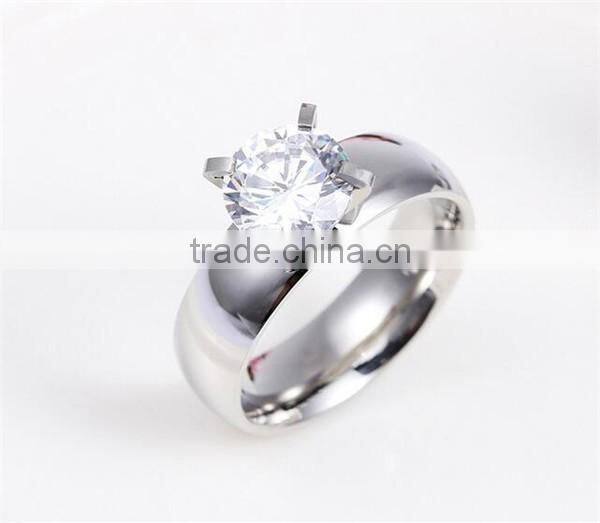 OEM manufacturer women's silver stainless steel single diamond ring