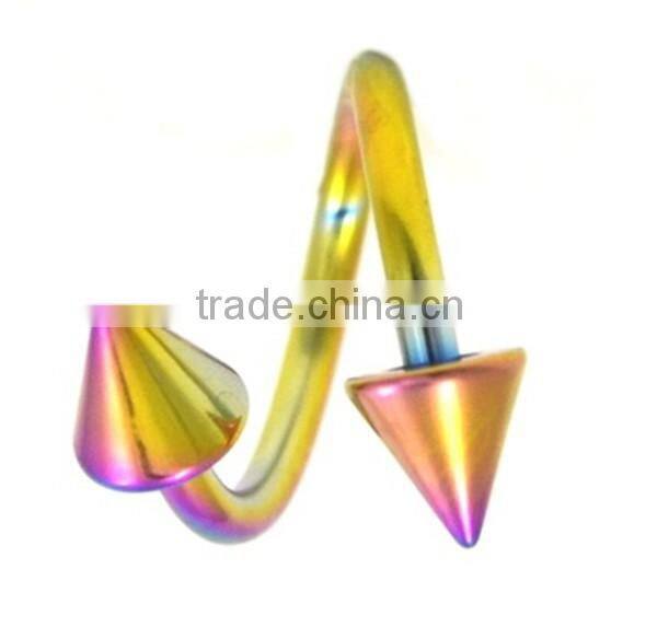 Titanium Black Gem Ear spiral Twister Piercing Body Jewelry