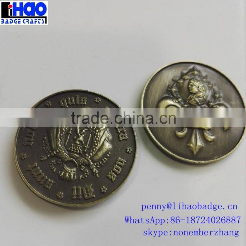 Factory High Quality Souvenir Custom Metal Brass Coin