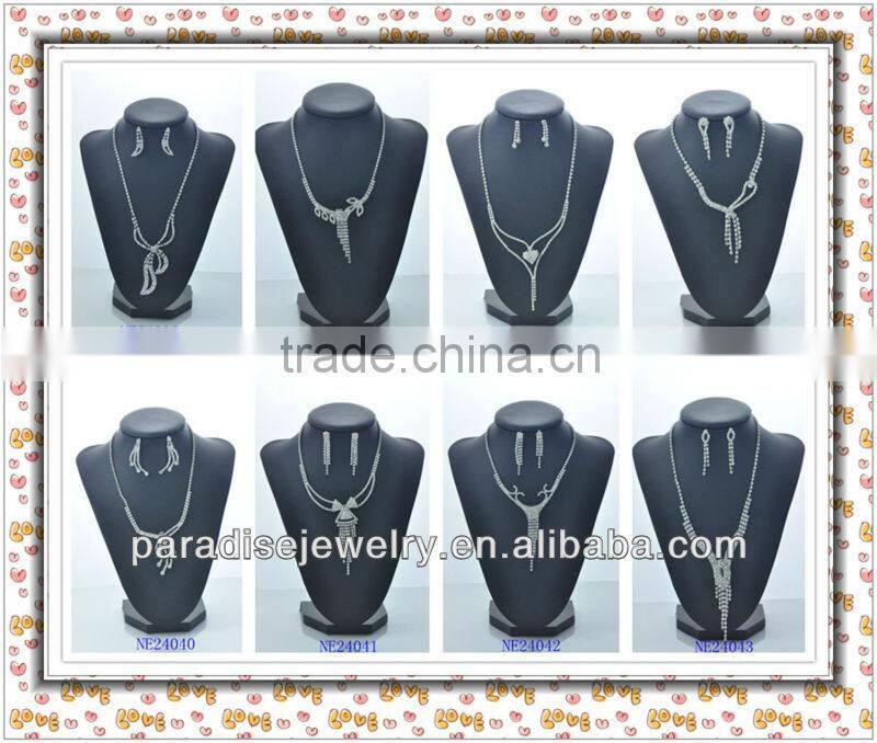 Fashion design Silver Plating YiWu Rhinestone jewelry Necklcae Set-NE24000