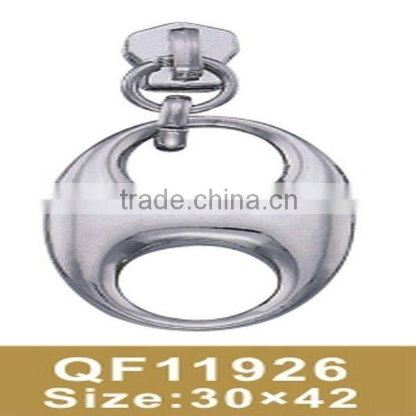 QF11926 Two ring silver color metal fashion black zipper puller