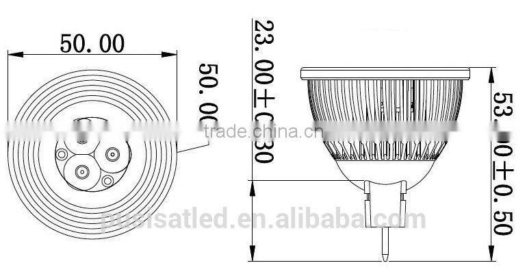 2014 dimmable LED spotlight MR 16 3w Top Quality GU5.3