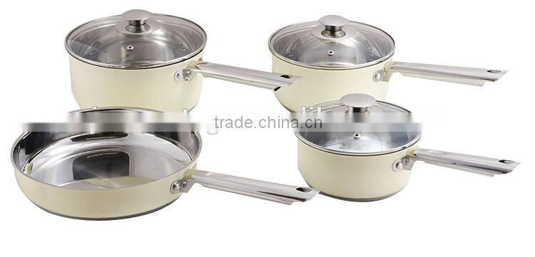 Hot item red color 7pcs cookware set stainless steel cookware kitchen ware set