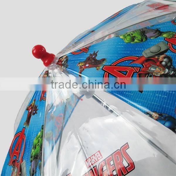 manual open plastic cartoon character print straight kids umbrella