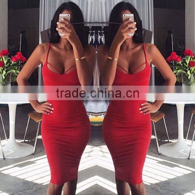 2015 Sexy Women Backless halterneck Slim Cocktail Bodycon Bandage Wrap Dress Casual Dress Designs for Pakistani Girls